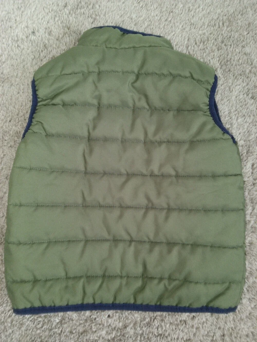 Toddler Boys Vintage Olive Puffer Vest and Navy Jogger Pants Set Size 3T
